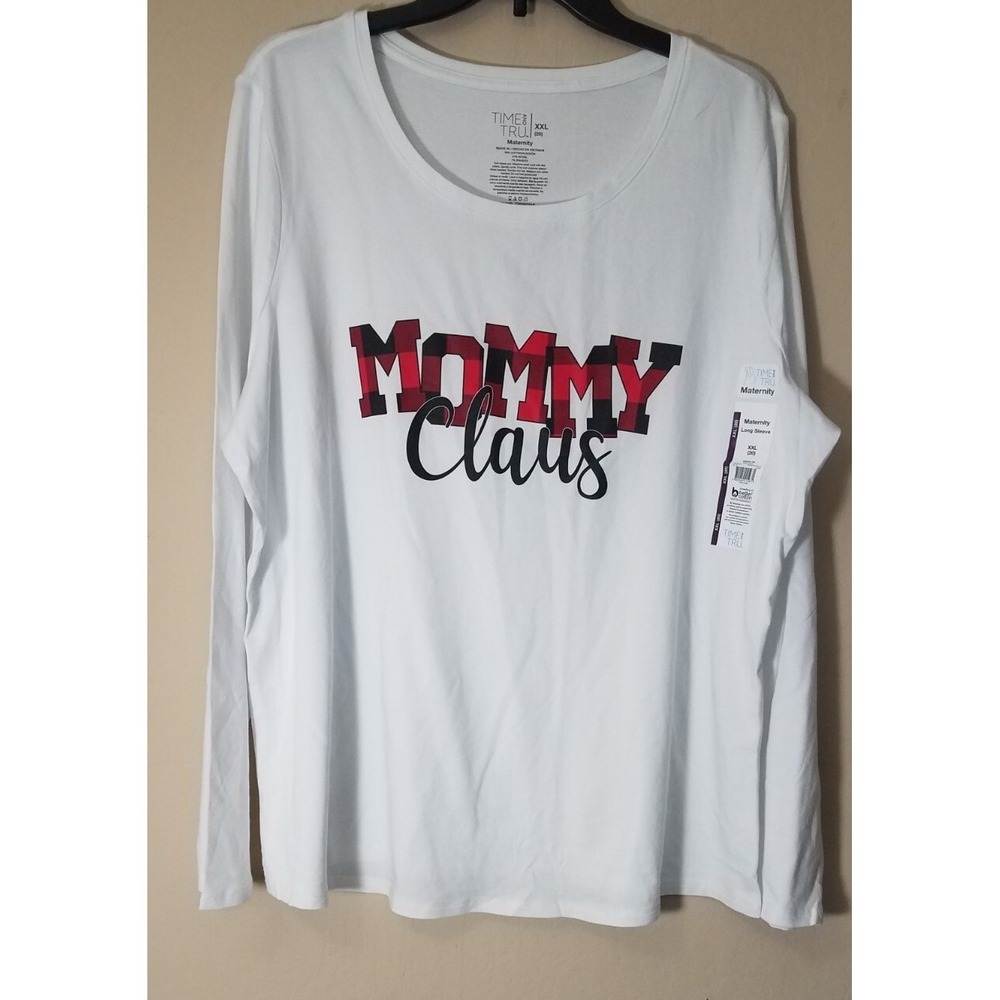 Time & Tru Mommy Claus Maternity Long Sleeve Tee Shirt Christmas XXL‎ (20) NEW